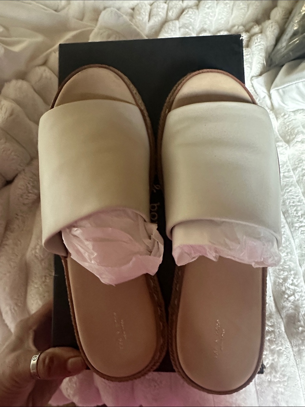 rag & bone Cream Slide Espadrille Sandals in excellent condition.